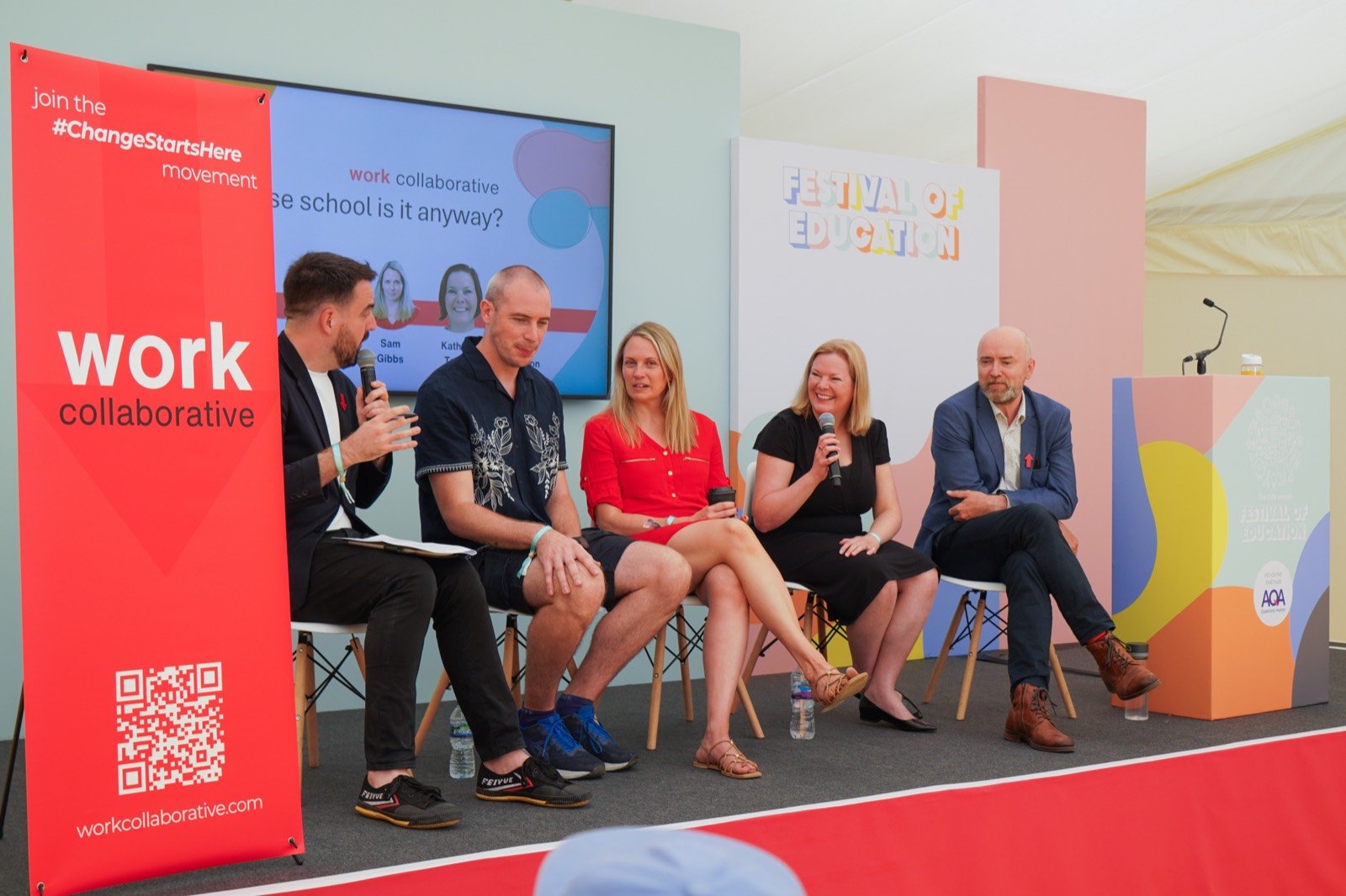 A Work Collaborative panel on stage at the UK Festival of Education 2025